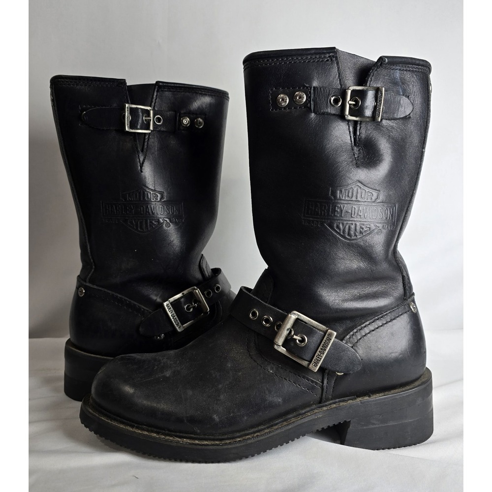 Harley-Davidson Men's Sz 7 Brake Buckle Boot Black - Oil Resistant